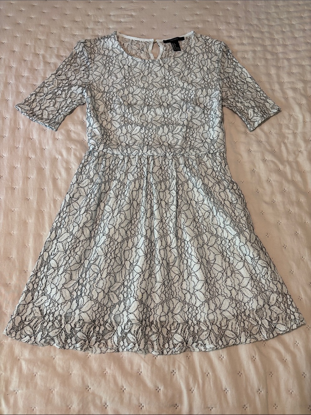 Lace Fit-and-Flare Dress in Light Blue - Classic Women's Dress